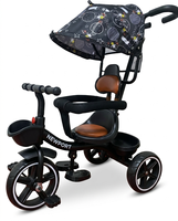 Tricycle en acier pour enfants avec poignée de poussée, jouet à 3 roues réglable pour bébé et tout-petit