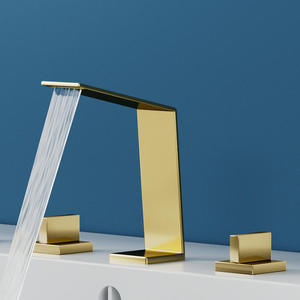 <span class=keywords><strong>Grifo</strong></span> de Baño Moderno de Alta Resistencia con Válvula Cerámica de 3 Orificios, Mezclador de <span class=keywords><strong>Lavabo</strong></span> de Cascada Antifugas Montado en Cubierta con Núcleo de Latón - Product Image 1