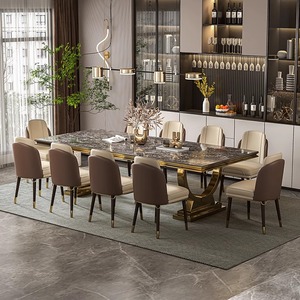 Cao cấp ánh sáng sang trọng Tấm Đá bàn ăn lớn hình chữ nhật 10 người công suất cho gia đình biệt thự ăn uống phía Tây bàn ăn - Product Image 3