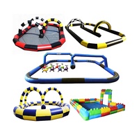 Circuit de course gonflable pour voitures tamponneuses, balles Zorb et karts, jeu sportif de course aérienne