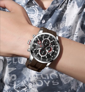 Montre à quartz pour homme OFNS 8024, bracelet en caoutchouc, calendrier, affaires, six aiguilles, grand cadran, <span class=keywords><strong>chronographe</strong></span> multifonction, étanche - Product Image 4