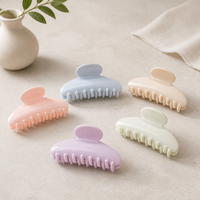 Pince à cheveux en PC couleur pastel, pince à mâchoire douce pour femmes, pour coiffure quotidienne, logo personnalisé disponible