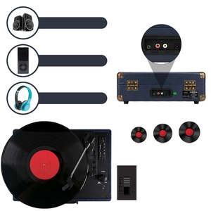 Vente en gros de tourne-disque portable 3 vitesses avec connexion USB, carte SD et Bluetooth, style rétro, boîte à musique pour fête, cadeau, divertissement à domicile - Product Image 3