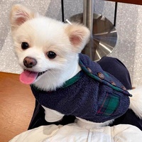 Gilet pour chien en polaire corail à carreaux de Noël certifié OEKO BSCI RoHS avec écharpe tricotée, manteau sans manches chaud pour l'hiver, taille XS-6XL