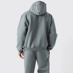 Sweat à capuche d'hiver respirant pour homme, surdimensionné, en coton tricoté 100% haut de gamme, 450 g/m², avec lettres 3D en relief personnalisées - Product Image 4