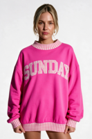 Sweatshirt Mockneck Wanita Logo Kustom Gaya Asimetris Bordir Katun Fleece Oversized Pullover