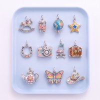 Breloques Pendentifs en Acier Inoxydable Couleur Argent Rose pour Valise de Voyage, Appareil Photo, Bagages, pour la Création de Bijoux et Accessoires de Bracelet DIY