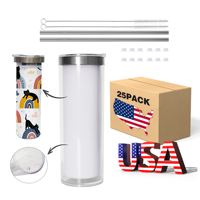 USA RTS 20oz 25 pack Gobelet isotherme ergonomique anti-fuite à double paroi, intérieur en acier inoxydable et extérieur en plastique, pour personnalisation DIY