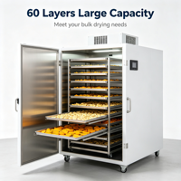 Déshydrateur alimentaire commercial à pompe à chaleur 3HP 60 plateaux pour fruits, légumes et herbes