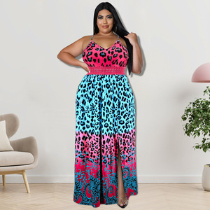 218197 Abbigliamento estivo da donna taglie forti europeo e americano all'ingrosso: abito lungo senza spalline con spacco, direttamente dalla fabbrica - Product Image 2