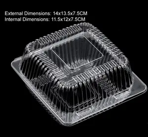 Venta al por mayor rectángulo triángulo redondo clamshell alimentos embalaje personalizado todos los tipos desechables caja de plástico para pasteles