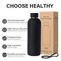 Bouteille d'eau personnalisée avec logo, en acier inoxydable, 500 ml, tasse de sport au toucher doux, gourde isotherme, bouteille d'eau thermique pour le sport