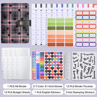 Organiseur de budget A6 à carreaux couleur macaron avec enveloppes pour espèces, classeur à feuilles mobiles, prêt à être expédié