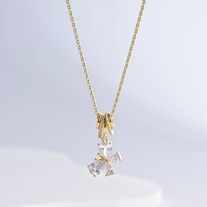 factory price plata 925 sterling <b>silver</b> 14k gold <b>fan</b> necklace everyday wear luxury cross dainty pendant necklaces for women - Product Image 5