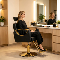 Chaise de salon de coiffure moderne personnalisée en cuir PU classique avec pompe hydraulique, design pliable pour usage commercial