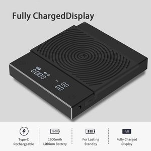 Balance de cuisine électronique numérique rechargeable en plastique pour peser les aliments et préparer l'espresso, avec fonction USB et minuteur pour café filtre manuel - Product Image 3