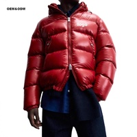 Veste d'hiver décontractée réversible pour hommes, courte, Boxy, fermeture éclair, toile, col montant, écologique, coupe-vent, à capuche, doudoune