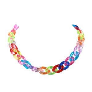 Collar de Cadena Cubana de Acrílico Transparente de Color Jelly, Accesorio Simple de Verano, Venta al Por Mayor - Product Image 6