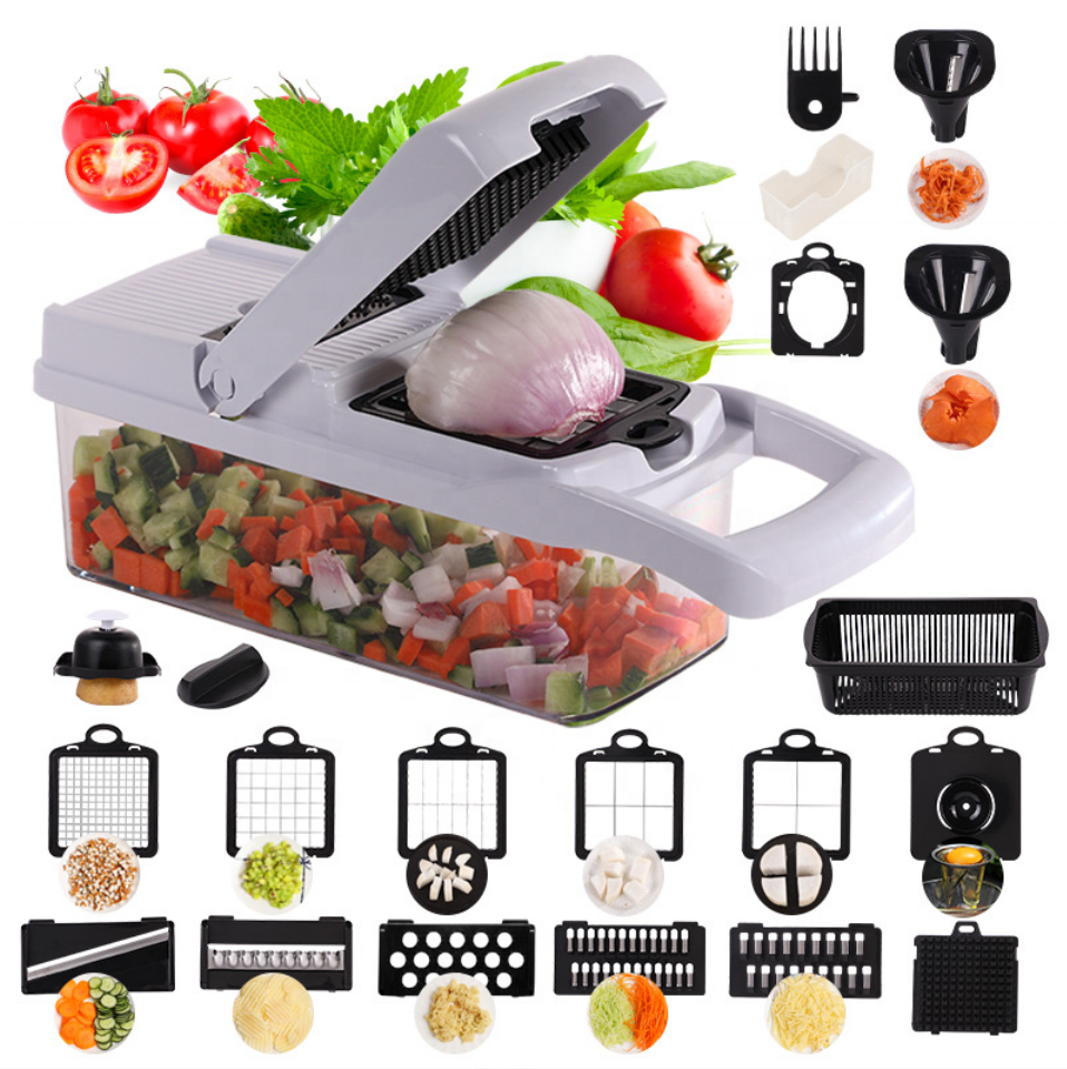 Amazon Hot Seller Kitchen Accessories 12 in 1 Food Cutter Veggie Onion Chopper Mandoline Slicer Multifunctional Vegetable Cutter