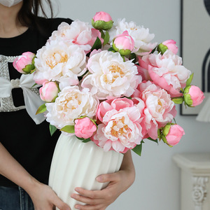 Fleur de pivoine artificielle à 2 têtes, tige de pivoine en soie artificielle de 68 cm de long, pivoines roses pour la décoration de la maison, <span class=keywords><strong>des</strong></span> mariages et <span class=keywords><strong>des</strong></span> arrangements floraux en vase - Product Image 2