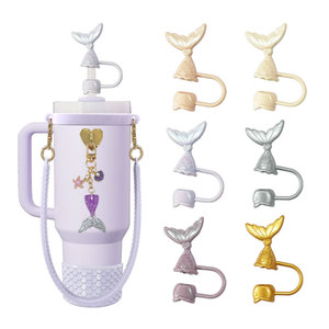 Embouts de paille en silicone personnalisés en gros, motif sirène, diamètre 10 mm, adaptés aux gobelets de 30 à 40 oz, silicone Hailian - Product Image 4