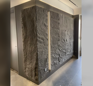 Revêtement <span class=keywords><strong>en</strong></span> pierre flexible à grain grossier gris foncé pour les extérieurs de villas modernes de luxe et les façades commerciales PU - Product Image 3