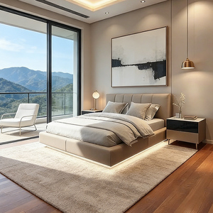 طقم أثاث فندقي تجاري سرير بلوح رأس كبير الحجم سرير فندقي فاخر أثاث فندقي جلدي مجموعات غرف نوم فندقية 5 نجوم - Product Image 5