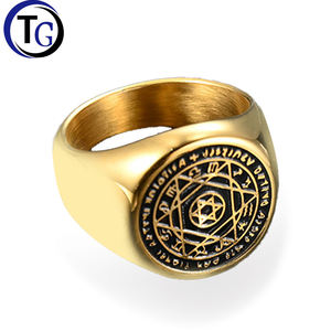 <span class=keywords><strong>TG</strong></span> แหวนทองสแตนเลสผู้ชายแหวนเทวดาผู้พิทักษ์แหวนราศีแฟชั่น - Product Image 1