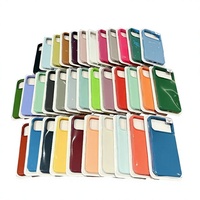 MOQ 500 Coques de téléphone portable en silicone liquide souple d'origine pour 18Pro Max, doublure en microfibre, design uni, antichoc