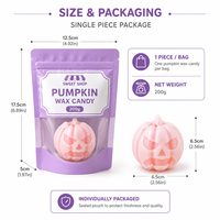 Halloween Jack-O'-Lantern Wax Candy 200g Reuze Enkelvoudige Stuk Vloeibare Jam Gevulde Kauwgom Snoepjes