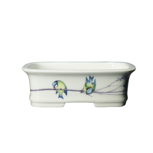 Pot à bonsaï rectangulaire en céramique, peint à la main, motif paysage bleu et blanc, pour plantes d'intérieur - Product Image 5
