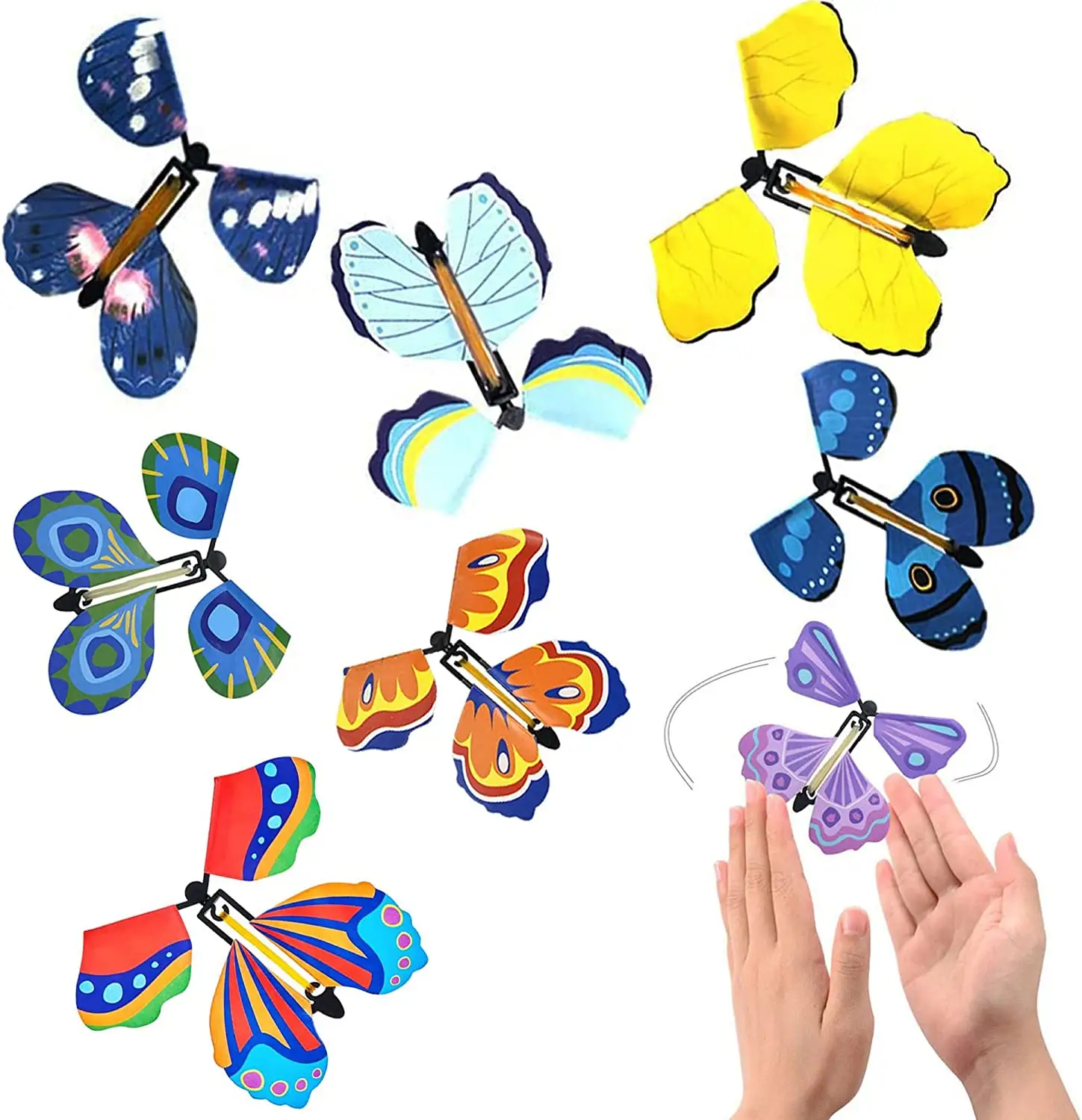 Penjualan Laris Kotak Kejutan Kupu-kupu Terbang Kertas Ajaib Bertenaga Karet Gelang Kustom untuk Mainan Anak-anak