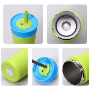 Custom logo 12oz Insulated Stainless Steel Tumbler <b>with</b> Leak Proof Flexible <b>Straw</b> Kids Travel Water Bottle for Back to School - Product Image 2