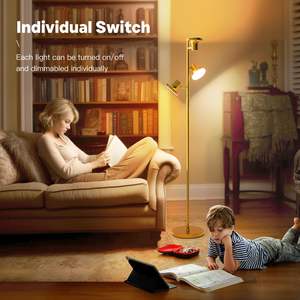 Lampe sur pied moderne de luxe à <span class=keywords><strong>3</strong></span> lumières avec projecteur LED pour le salon, la chambre à coucher, les tâches et la lecture sans fil avec télécommande - Product Image 4