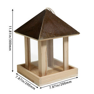Mangeoire à oiseaux suspendue en bois massif, anti-écureuil, pour l'extérieur, boîte à nourriture, accessoires pour <span class=keywords><strong>cage</strong></span> à oiseaux en bois - Product Image 2