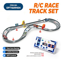 Circuit de course RC 4G pour deux joueurs EPT, en forme de B, avec lumières et son, jouet RC pour enfants avec voitures 1:64 et contrôle par application