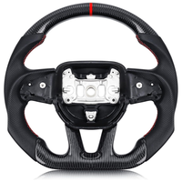 Volant en fibre de carbone véritable pour Dodge/Jeep Grand Cherokee, volant en cuir perforé Nappa en forme de D à fond plat