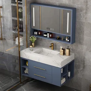 2021 yeni stil 40 inç yüzen duvar 1 lavabo 2 çekmeceli banyo mobilyası banyo makyaj dolabı