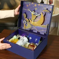 Emballage de cadeau personnalisé en gros boîte de présentation tridimensionnelle bleue de dessin animé paquet de parfum de vin boîte de cadeau d'anniversaire de Valentine