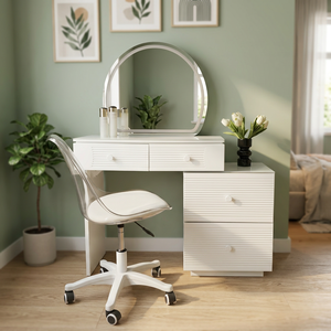 Modern Makeup <b>Vanity</b> <b>Table</b> with Adjustable <b>Mirror</b> Storage Desk for Bedroom Furniture - Product Image 2