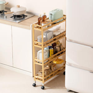 Bamboe 4-Tier Cart <span class=keywords><strong>Trolley</strong></span> Kleine Ruimte Opbergrek Huishoudelijke Badkamer Keuken Rollen Opbergrek - Product Image 2