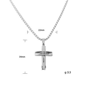 Men's Stainless Steel <b>Cross</b> Pendant Necklace Geometric Hollow Design Punk Style 12009 - Product Image 4