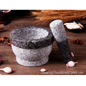 Stone Mortar And Pestle Set Natural Granite Manual <b>Herb</b> Spice <b>Grinder</b> Garlic Crusher Chili Sauce Maker - Product Image 3