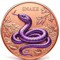 Pièce de monnaie en cuivre pur 999 de 5 oz, couleur haute définition, série serpent coloré, édition collector UV 3D