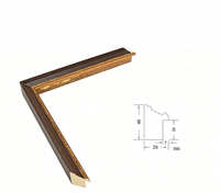 Moldura de Madera Maciza con Relieve Dorado para Café, Tiras de Pino de 25x40mm para Decoración Clásica de Galerías de Pintura al Óleo