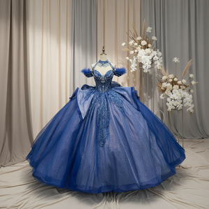 cute red white and blue dresses Dusty Blue Junior Bridesmaid Dresses with Elegant Sleeves main image 1