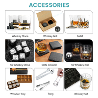 Ensemble de 9 pierres à whisky naturelles réutilisables en boîte en bois Shunstone Factory