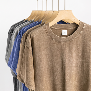 T-shirt Vintage Délavé à l'Acide en Gros, Coton Lourd 100%, Épaules Tombantes, Coupe Oversize, Uni, Homme, Streetwear Vierge TKAN954 - Product Image 1