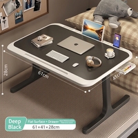 Bureau d'ordinateur portable pliable en bois avec lampe d'étude intégrée et chargeur sans fil, design compact pour chambre/dortoir