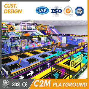 Overdekte, levendige trampolinepark met meerdere niveaus, speeltuin voor kinderen met glijbaan en ballenbak voor commerciële attractieparken - Product Image 6
